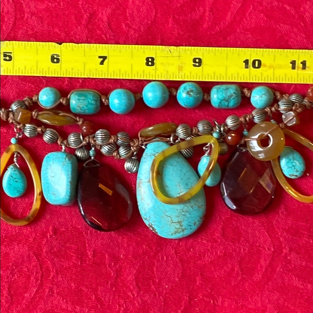 Chico’s Turquoise and Glass Statement Necklace - Picture 12 of 13